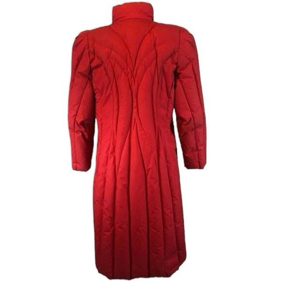 1980s Vintage Red Quilted Unbranded retro Down Puffer Coat M - Picture 3 of 15